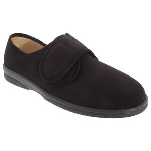 Sleepers Mens Arthur Superwide Stretch Velcro Slippers / Black